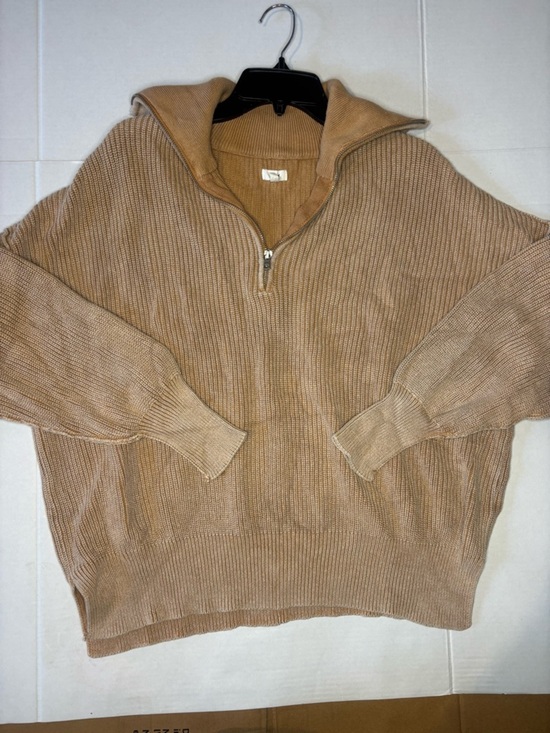 aerie Sweaters - Aerie sweatshirt - tan brown quarter zip M